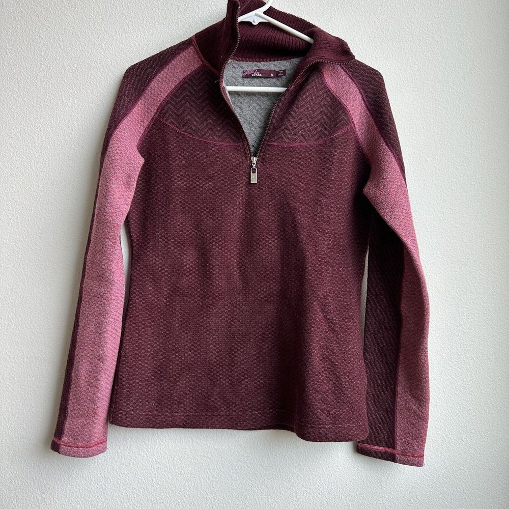 Prana | Corrine Wool Blend Pink Berry Quarter Zip Sweater | Size Small